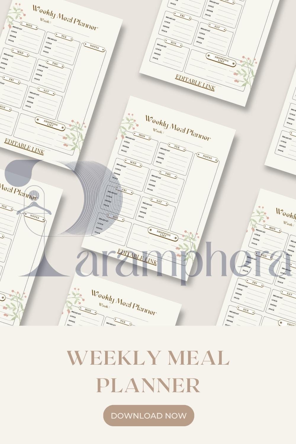 Weekly Meal Planner Printable β A4 PDF | Kitchen Meal Organizer, Weekly Menu Plan, Grocery List, Instant Download