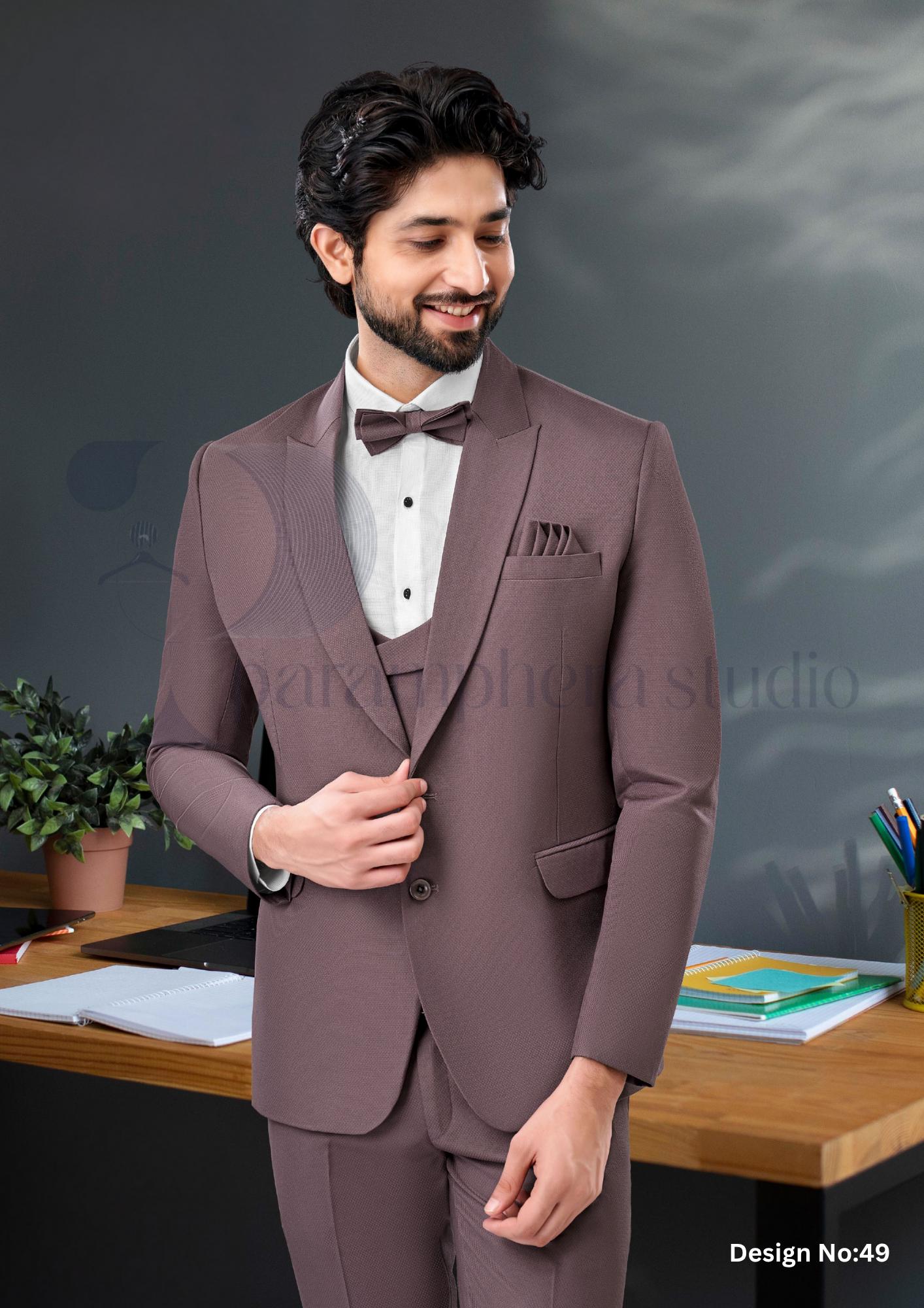 Handmade Wool Blend 3-Piece Suit | Custom Fit Wedding Outfit