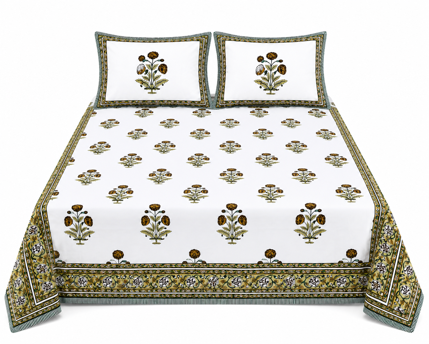 Paramphera Collection 280 TC Pure Cotton King Size Bedsheet with 2 Pillow Covers |  Printed Bedding | 103 x 108 Inches