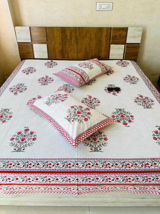 Paramphera King Size Printed Bedsheet Combo Pack of 2 with 2 Pillow Covers and each| Floral Cotton Bed Sheet Set
