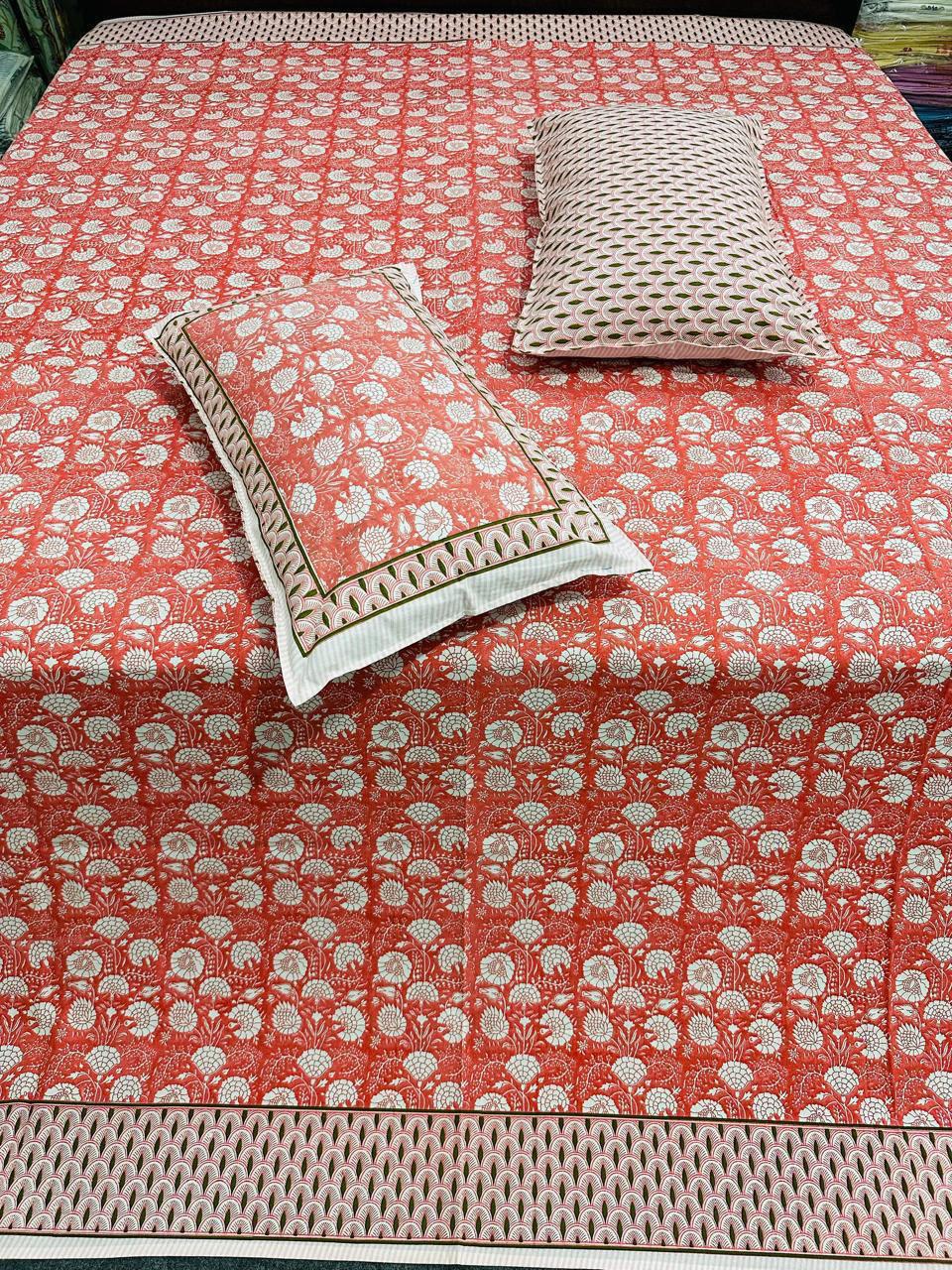 Paramphera Studio Pink Paisley Cotton King Size Bedsheet with 2 Pillow Covers | 280 TC | 100 x 108 Inches