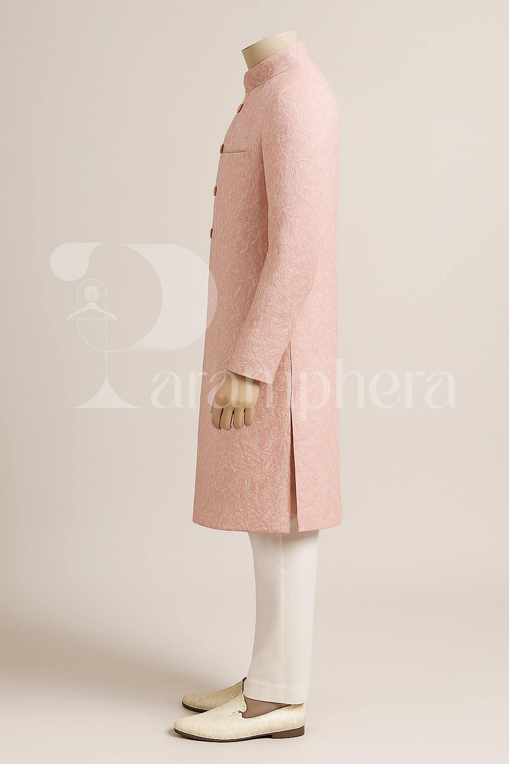 Pastel Pink Embroidered Sherwani for Men | Indian Wedding Groom Wear | Formal Ethnic Sherwani with Churidar Pants