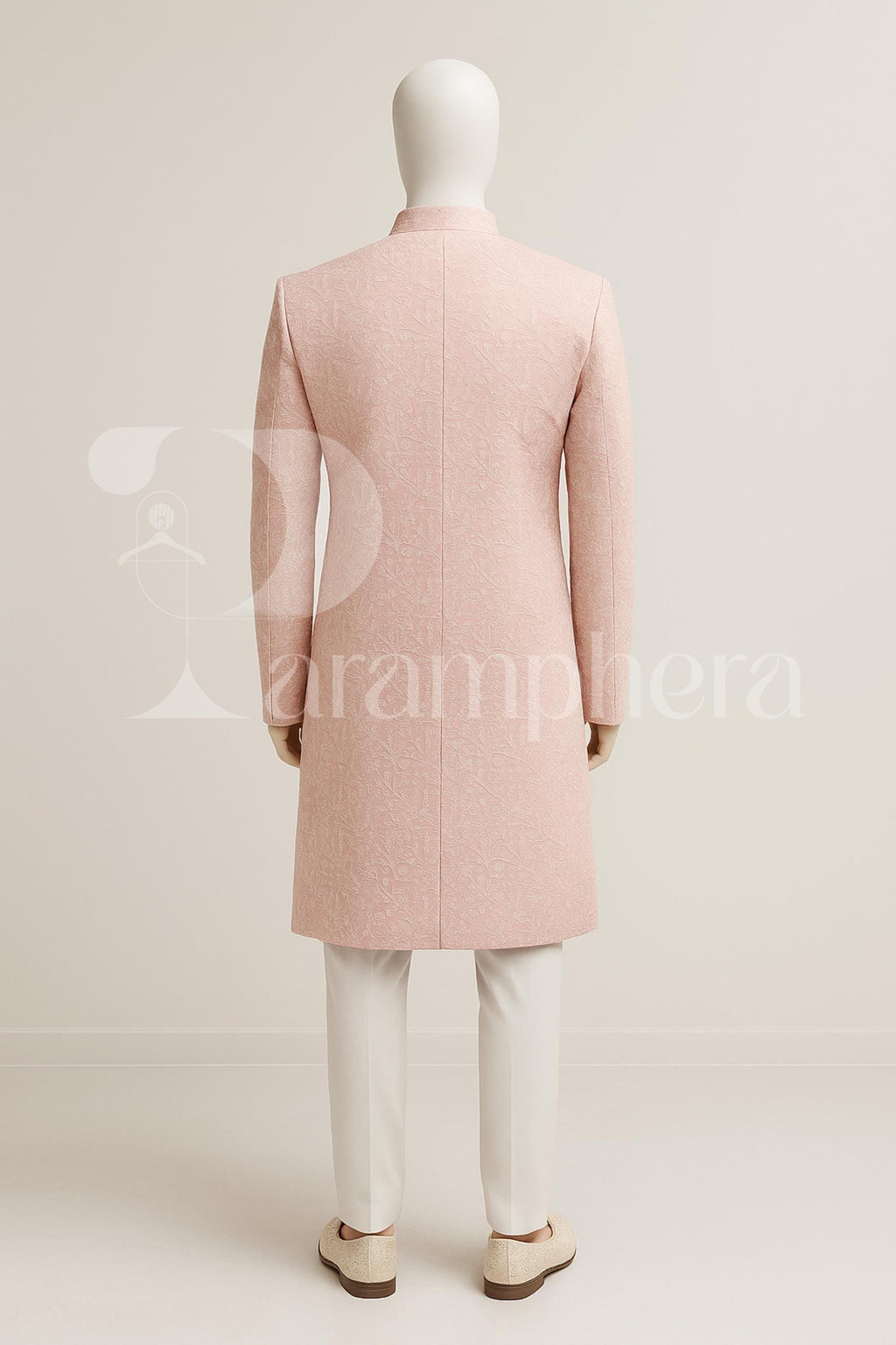 Pastel Pink Embroidered Sherwani for Men | Indian Wedding Groom Wear | Formal Ethnic Sherwani with Churidar Pants