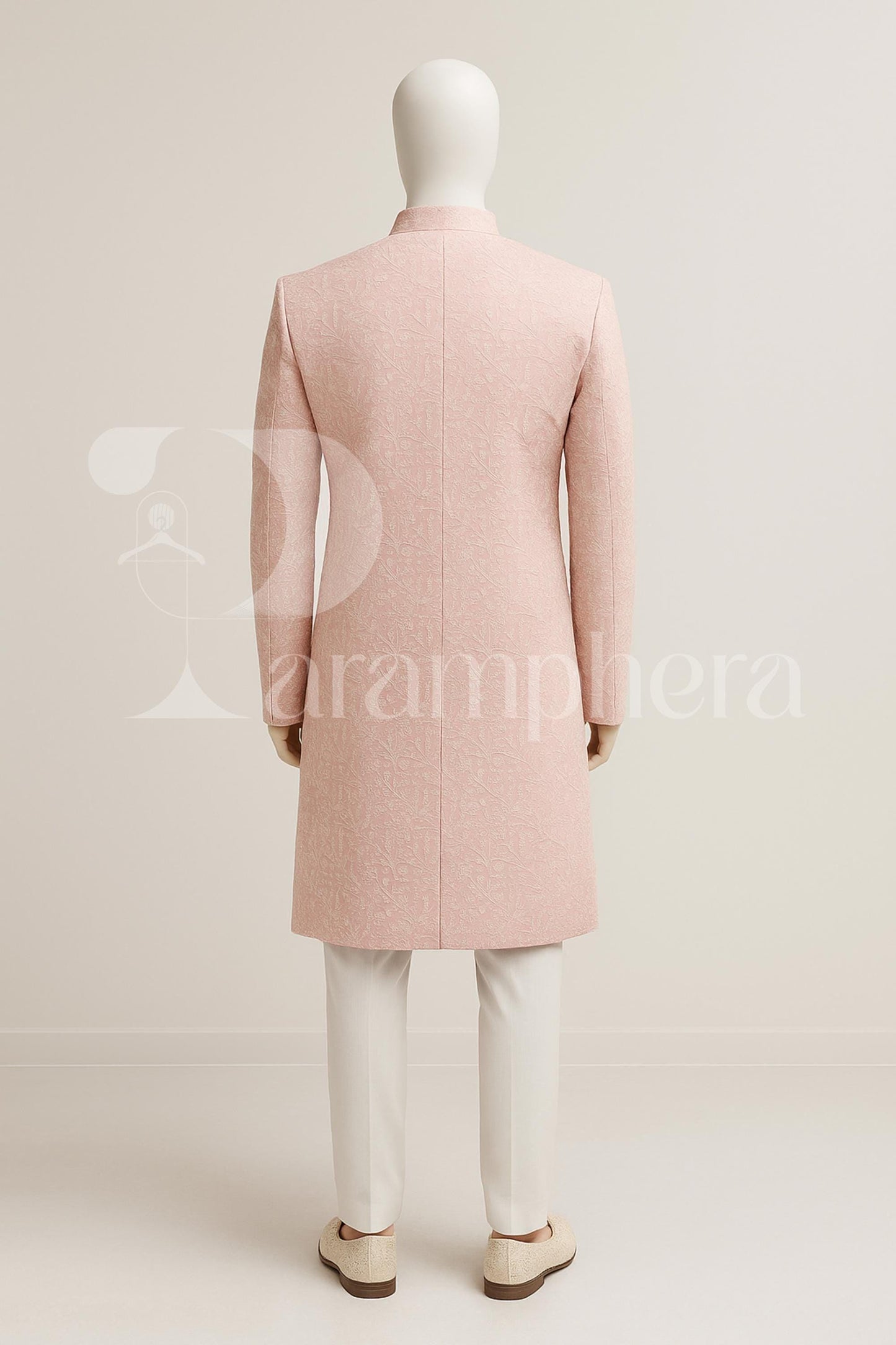 Pastel Pink Sherwani for Groom  Handmade Embroidered Indo-Western Wedding Outfit | Custom Fit, Made-to-Order