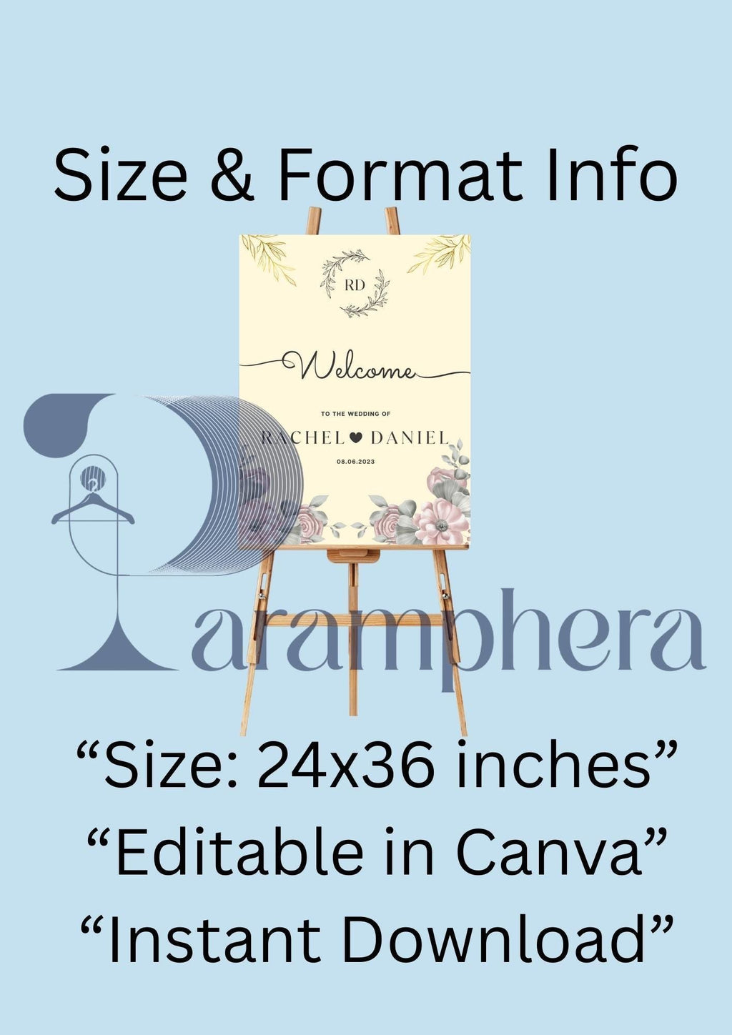 Luxury Wedding Welcome Sign Template, Elegant Editable Canva Sign, Modern Printable Wedding Decor, Customizable Digital Download