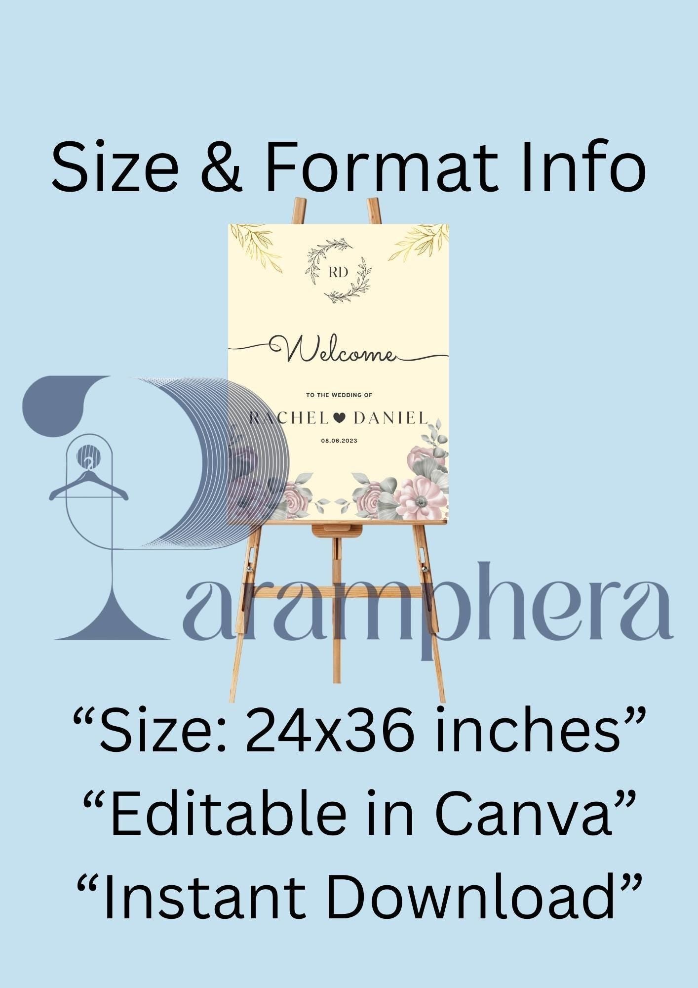Luxury Wedding Welcome Sign Template, Elegant Editable Canva Sign, Modern Printable Wedding Decor, Customizable Digital Download