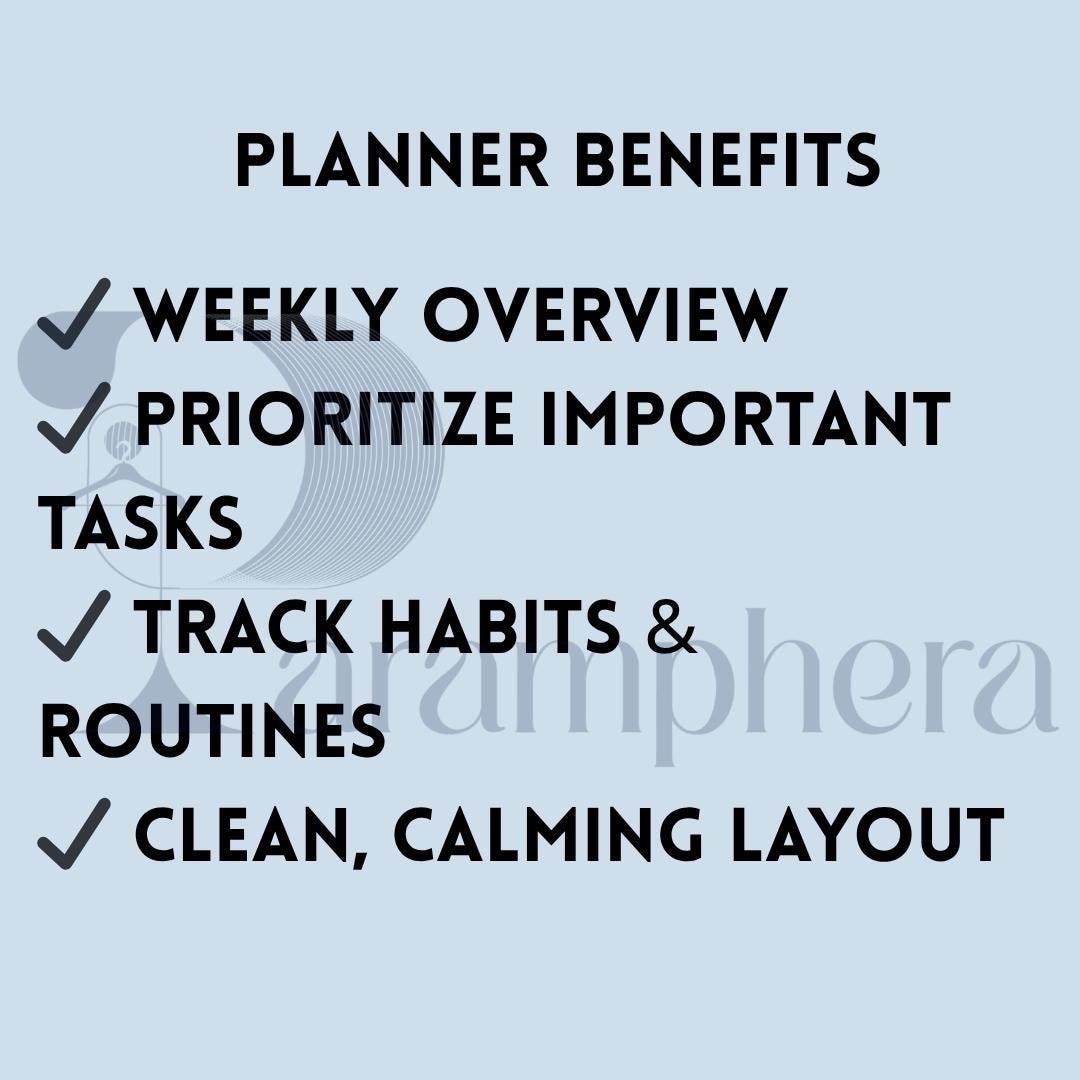 Weekly Planner A4 – Printable Minimal PDF, Habit + Task + Mood Tracker, Instant Download