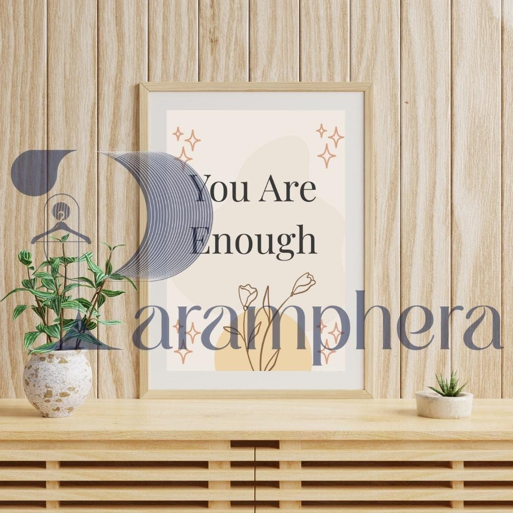 You Are Enough Wall Art | Printable Boho Poster | Minimalist Self-Love Quote for Gallery Wall Decor