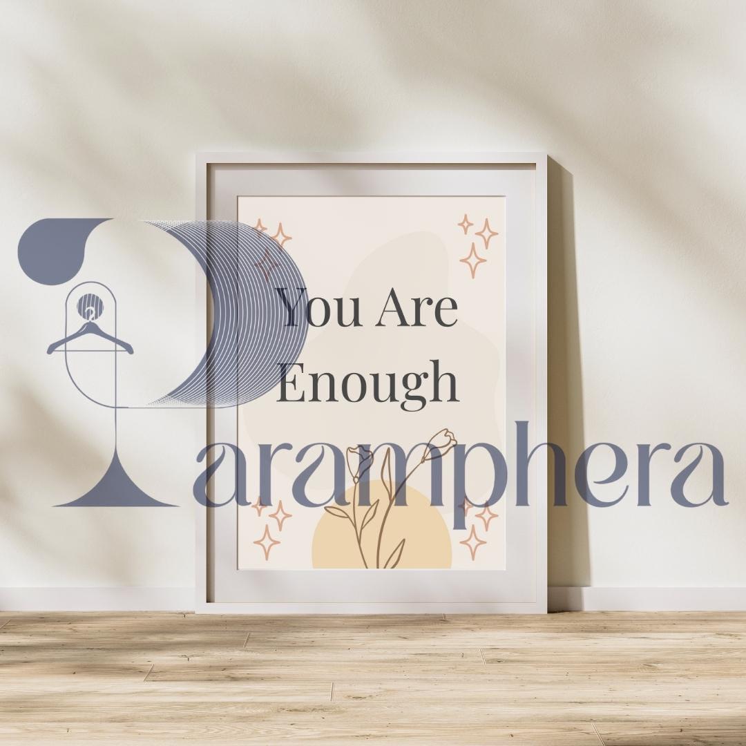 You Are Enough Wall Art | Printable Boho Poster | Minimalist Self-Love Quote for Gallery Wall Decor