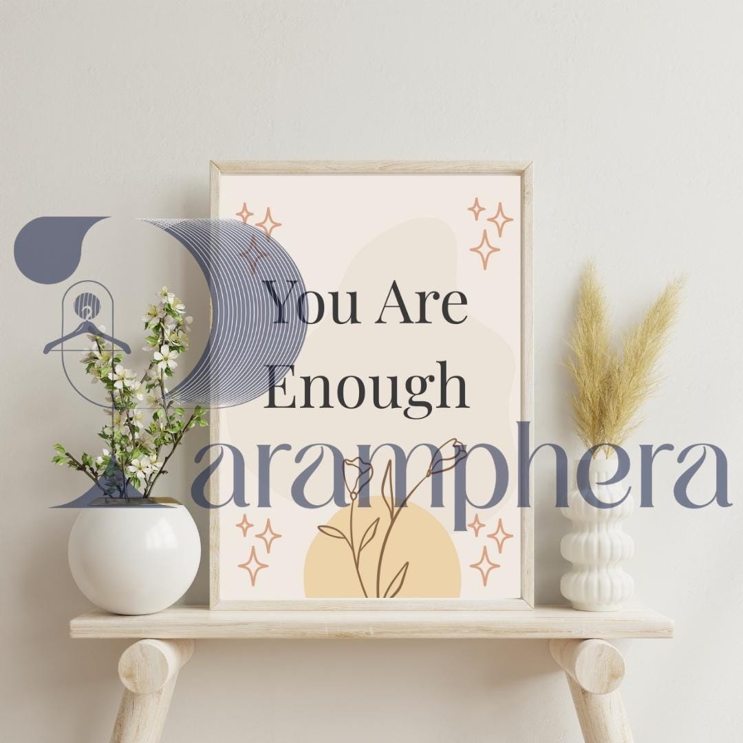 You Are Enough Wall Art | Printable Boho Poster | Minimalist Self-Love Quote for Gallery Wall Decor