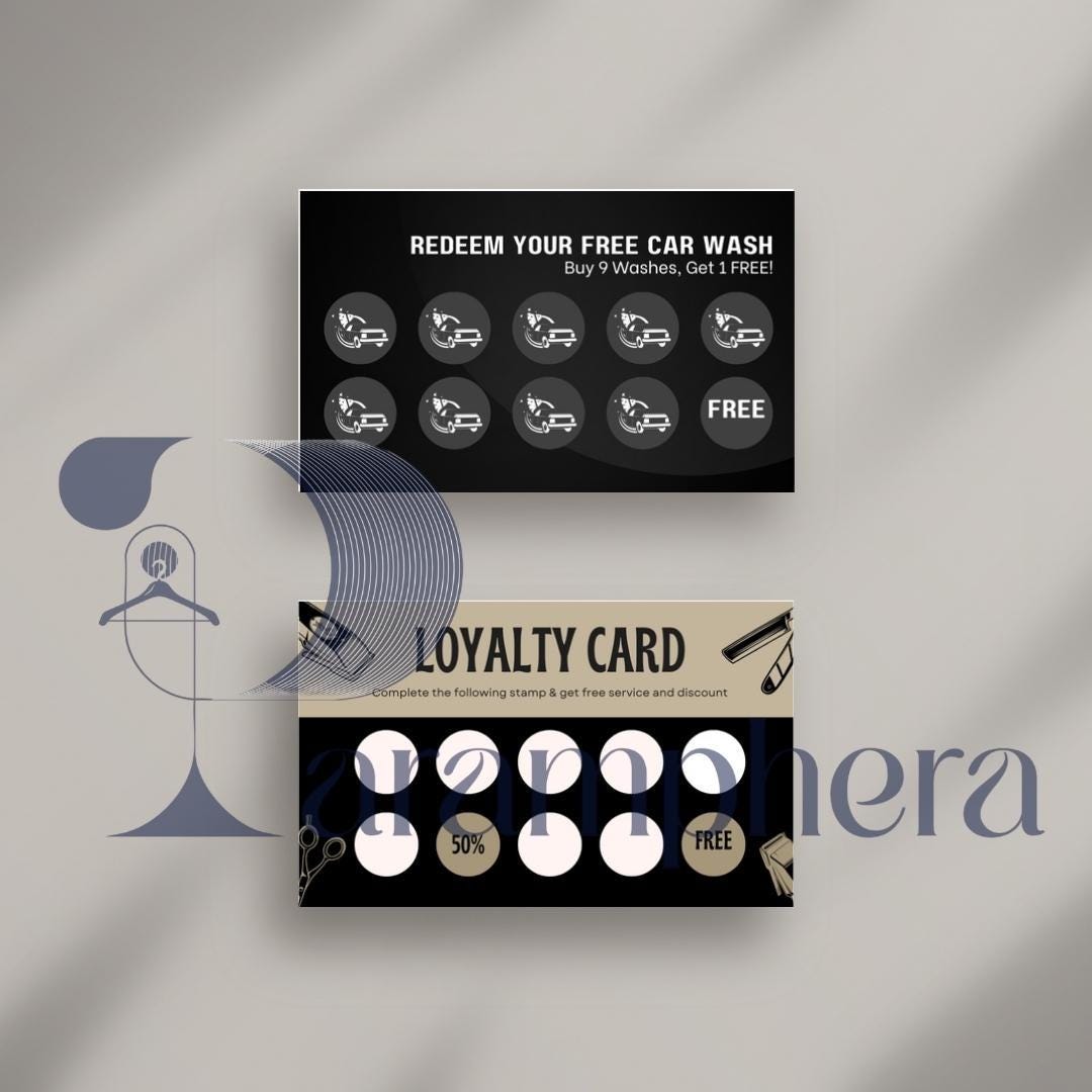 Editable Loyalty Card Template | Printable Customer Rewards Card | Small Business Marketing Canva Template | Cafe Salon Car wash