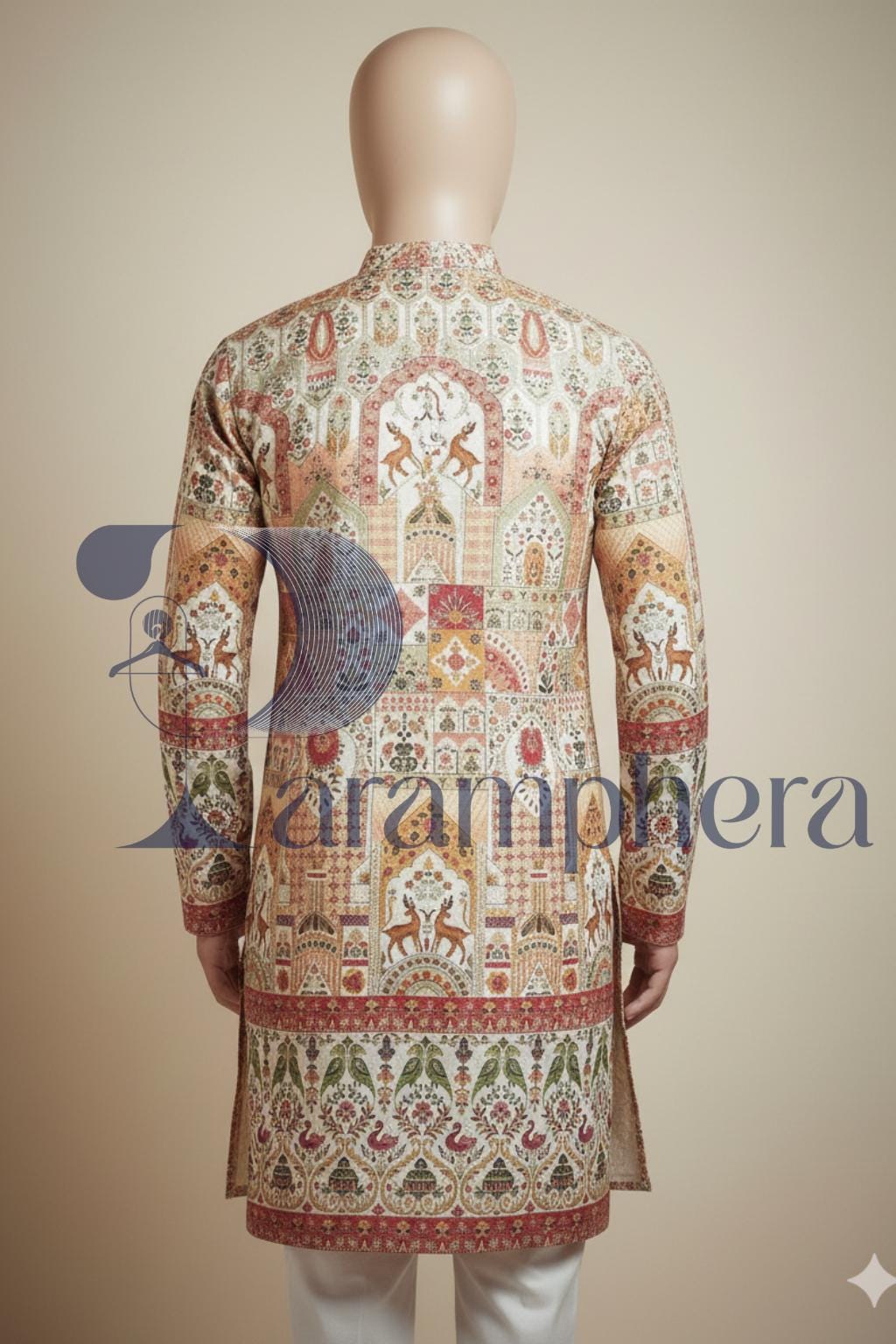 Handcrafted Floral Print Kurta Pajama Set: Indian Ethnic Menswear