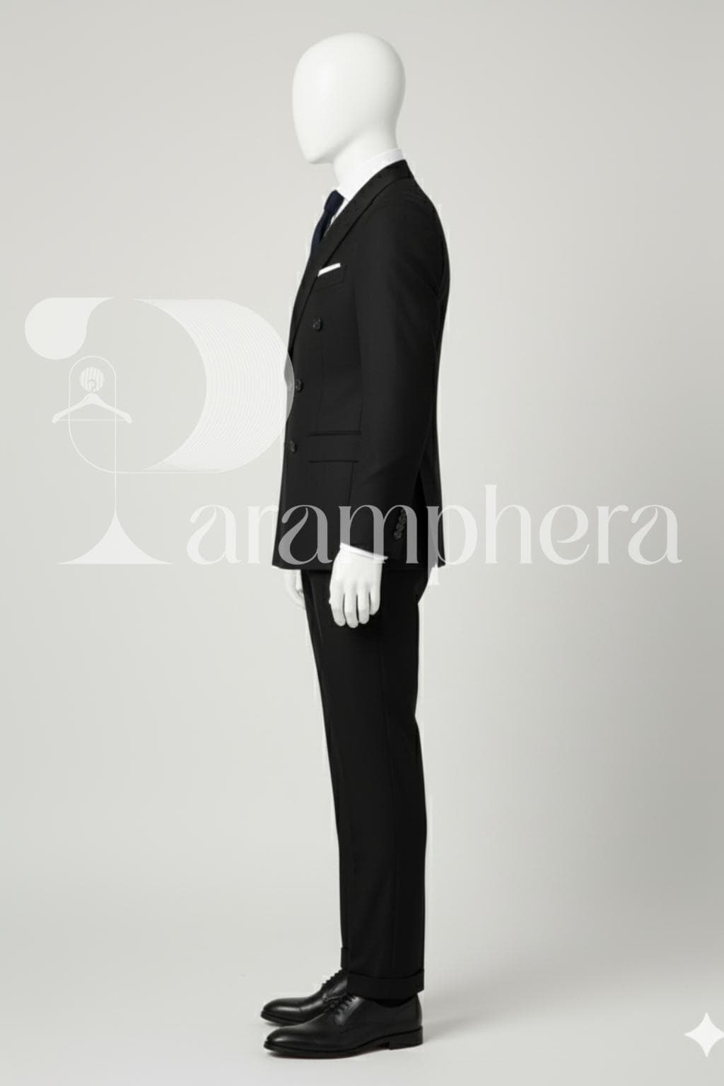 Bespoke Black Double Breasted Suit: Wedding Tuxedo