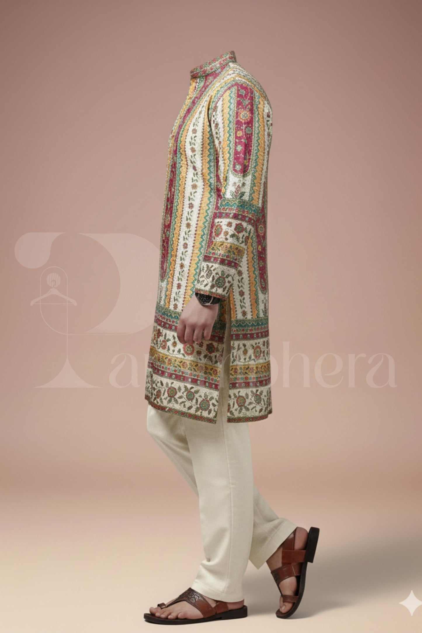 Men's Multicolor Striped Kurta  Ethnic Indo-Western Wedding & Festive Wear