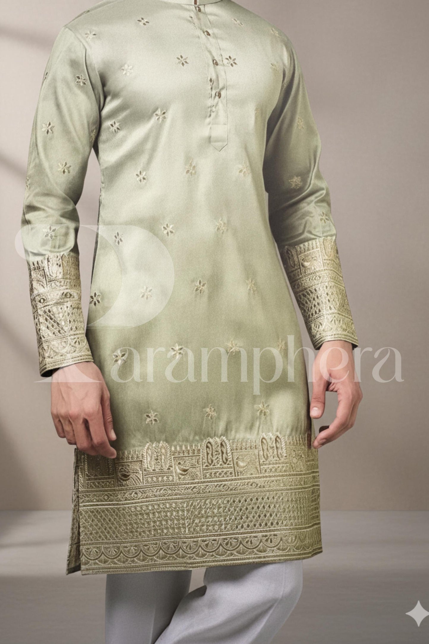 Mens Embroidered Silk Blend Kurta Set | Indian Ethnic Wedding Kurta Jacket Tuxedo Vest Pyjama
