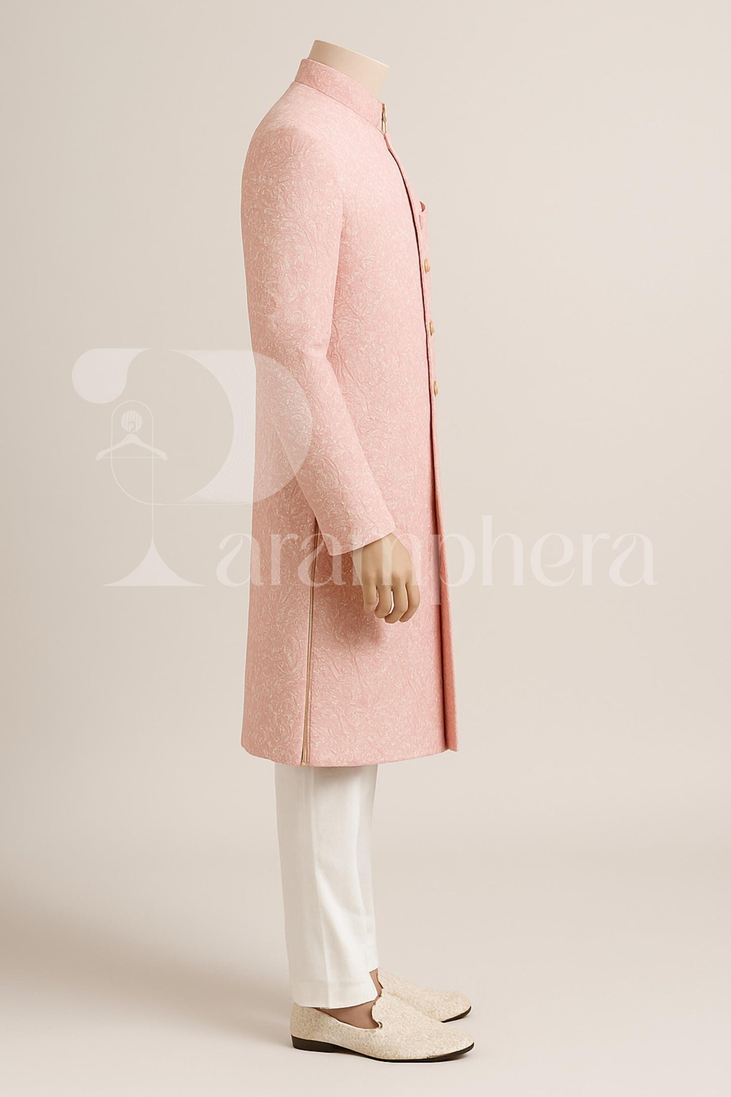 Pastel Pink Sherwani for Groom  Handmade Embroidered Indo-Western Wedding Outfit | Custom Fit, Made-to-Order