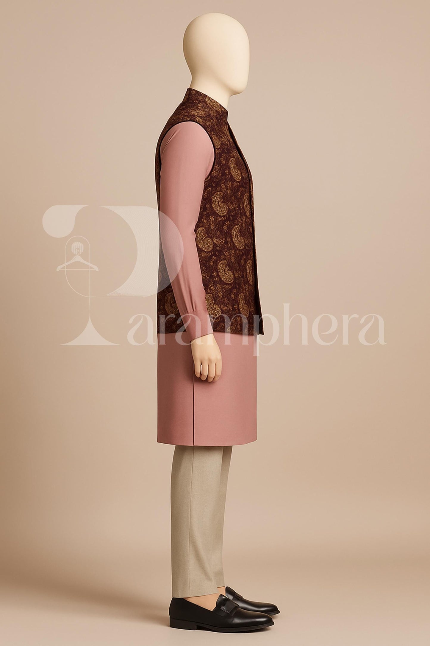 Men's Kurta Pajama with Paisley Nehru Jacket: Indo Western Wedding Outfit