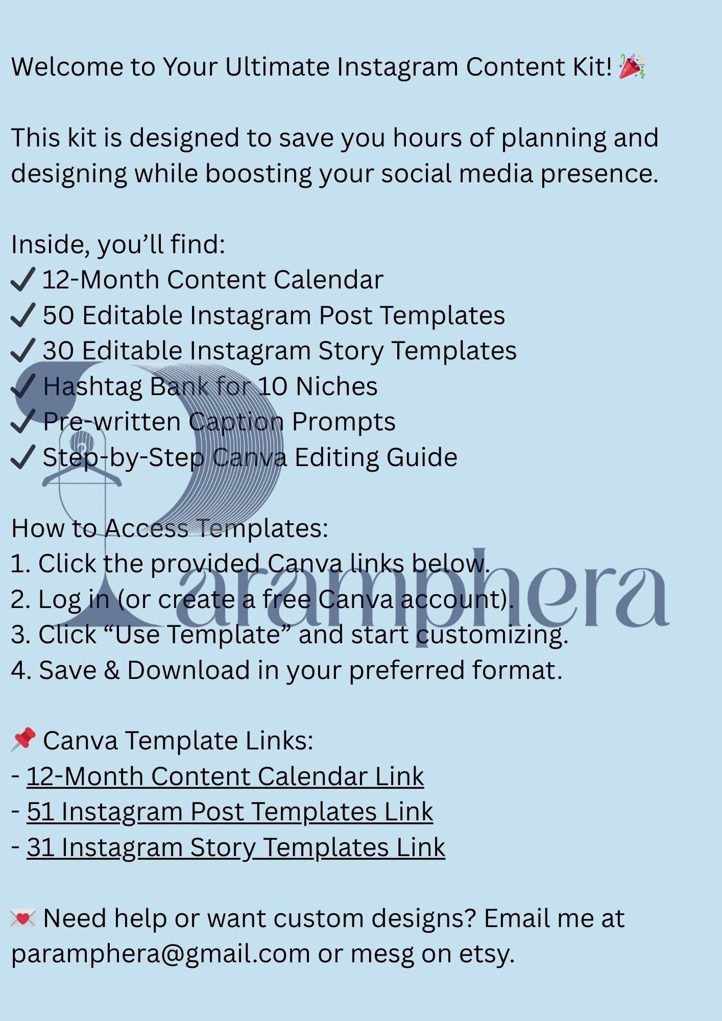 Social Media Content Creator Kit | Canva Templates, Content Calendar, Instagram Posts, Stories, Hashtags, Captions | Editable & Printable