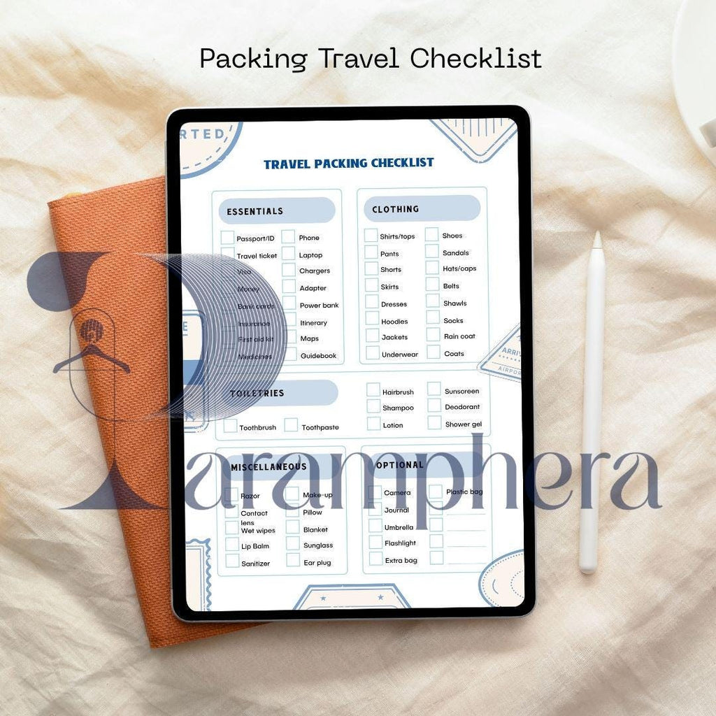 Travel & Packing Checklist, Printable PDF, Vacation Planner, Trip Organizer, Instant Download