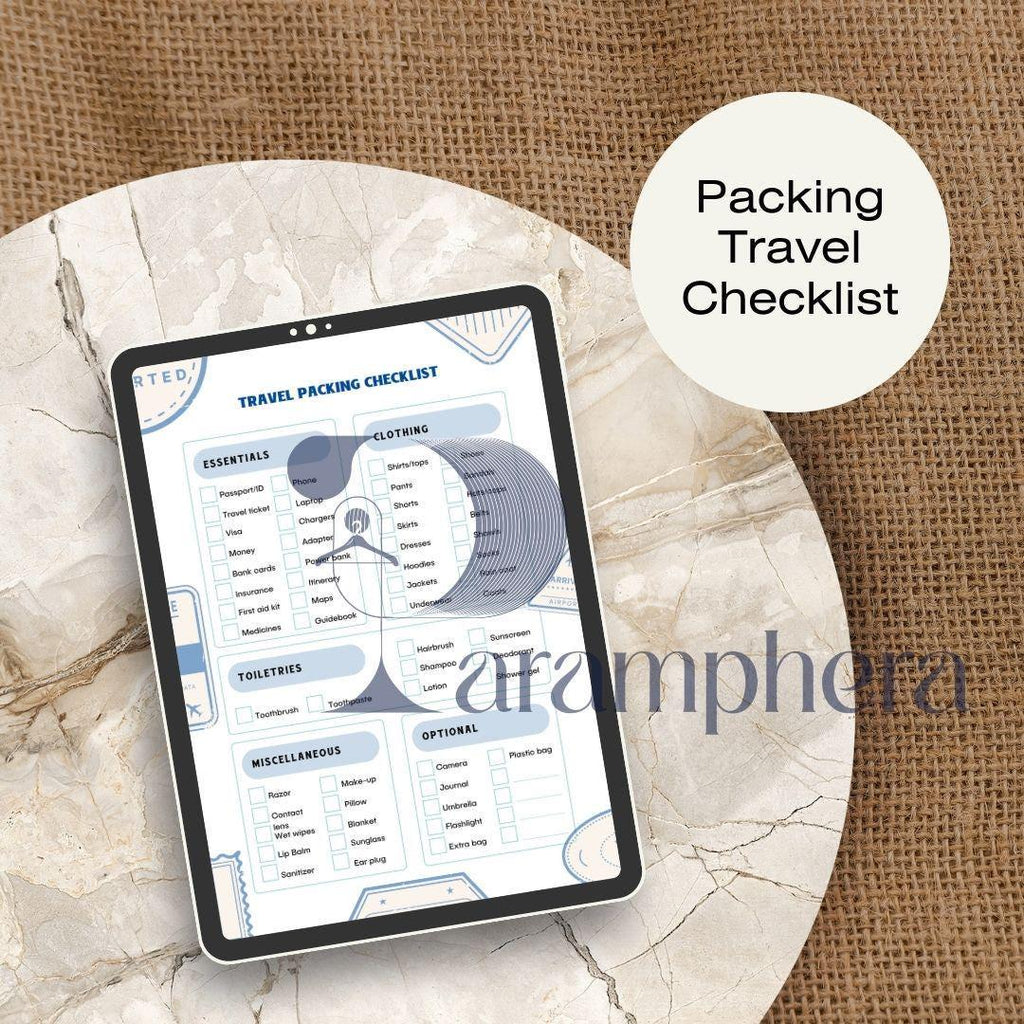 Travel & Packing Checklist, Printable PDF, Vacation Planner, Trip Organizer, Instant Download