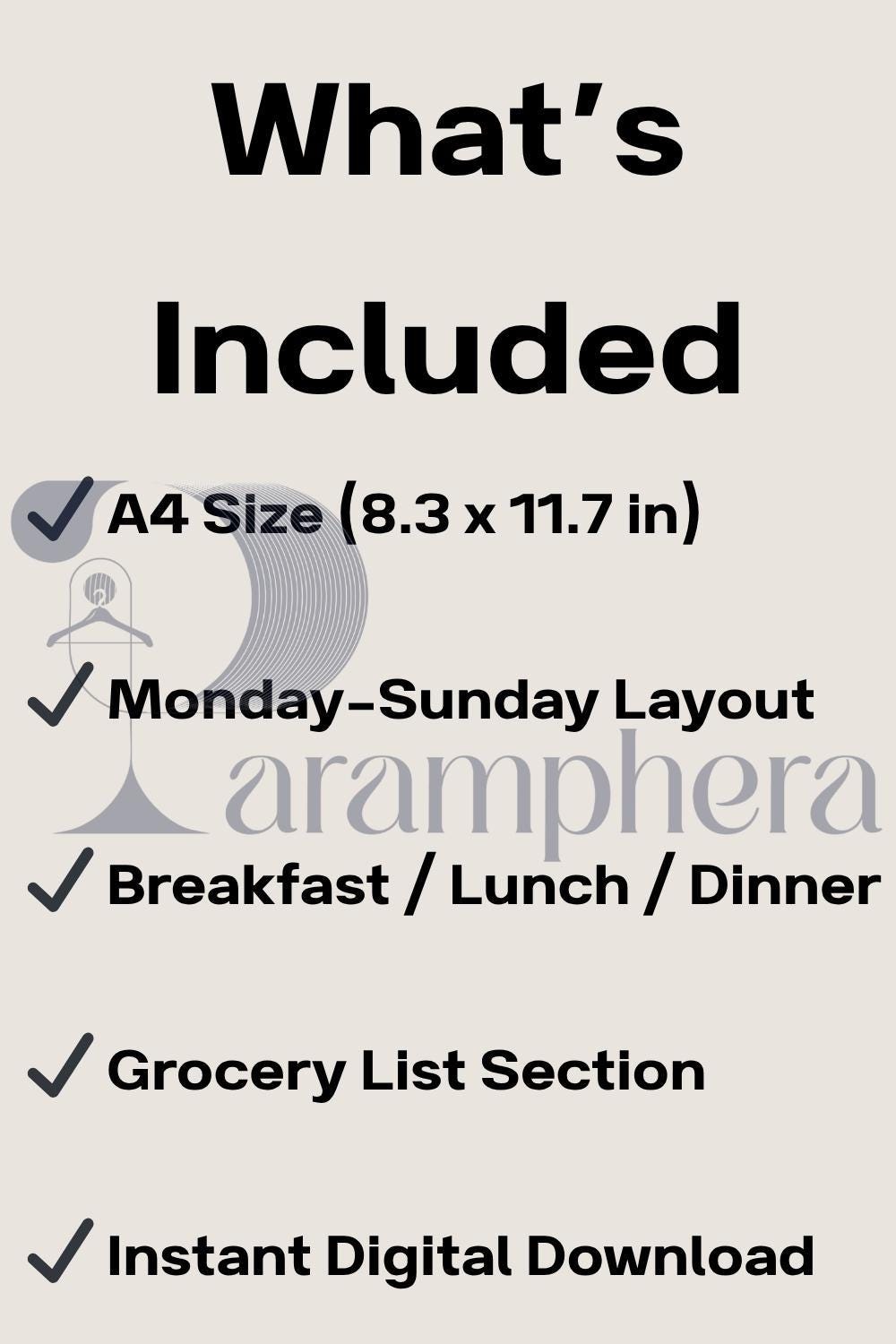 Weekly Meal Planner Printable – A4 PDF | Kitchen Meal Organizer, Weekly Menu Plan, Grocery List, Instant Download