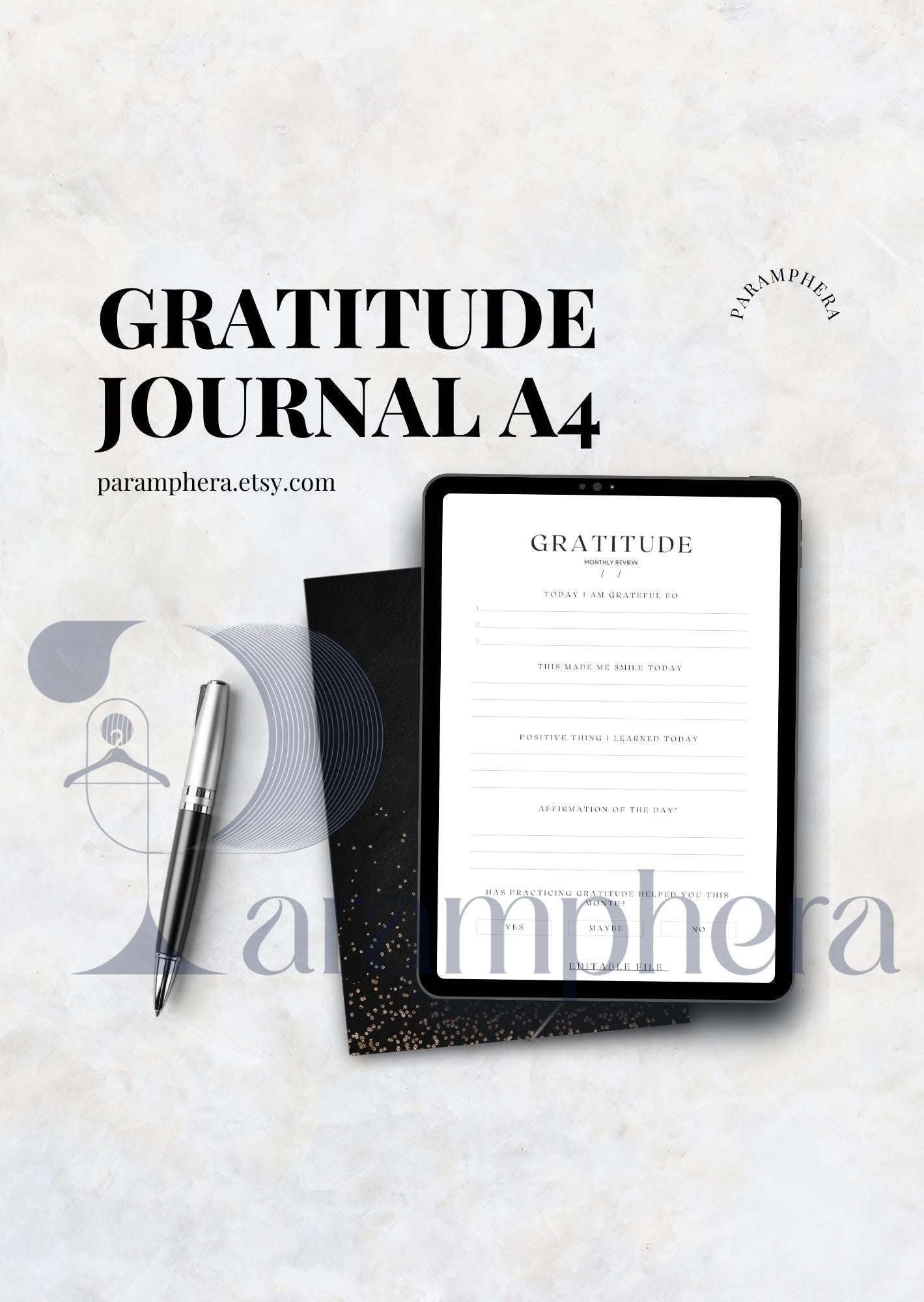 Gratitude Journal Printable – A4 Guided Daily Prompts PDF, Mindfulness & Reflection Journal, Self Care Download