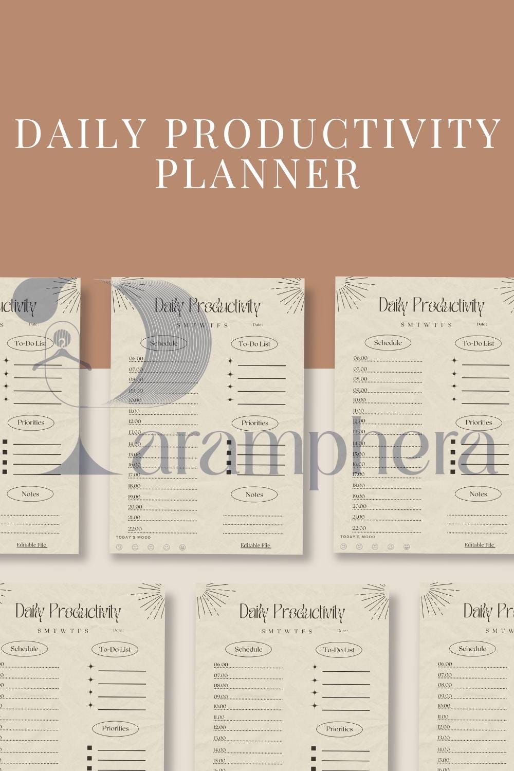 Daily Productivity Planner Printable – A4 & US Letter PDF | To-Do List, Hourly Schedule, Time Management, Instant Download