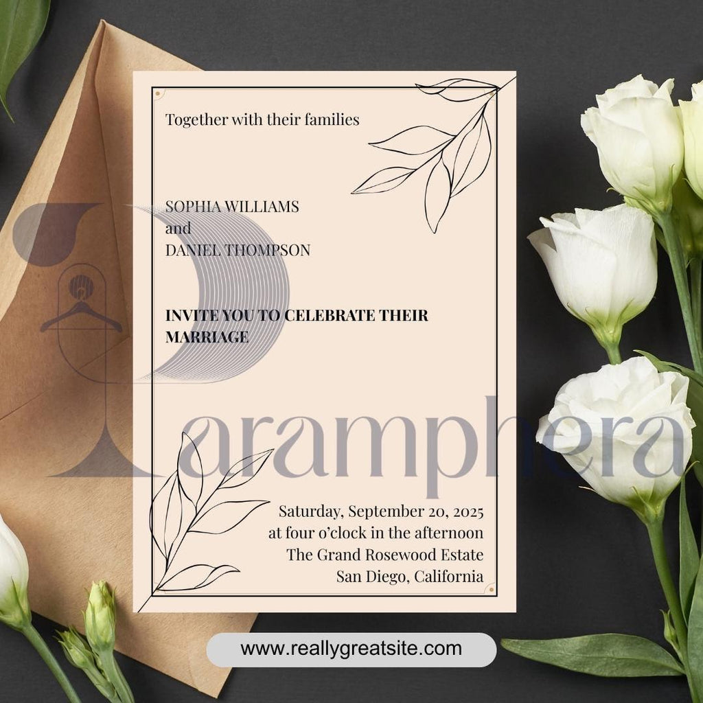 Editable Wedding Invitation Suite Canva Template | Minimalist Wedding Invite, RSVP, Details & Thank You Card