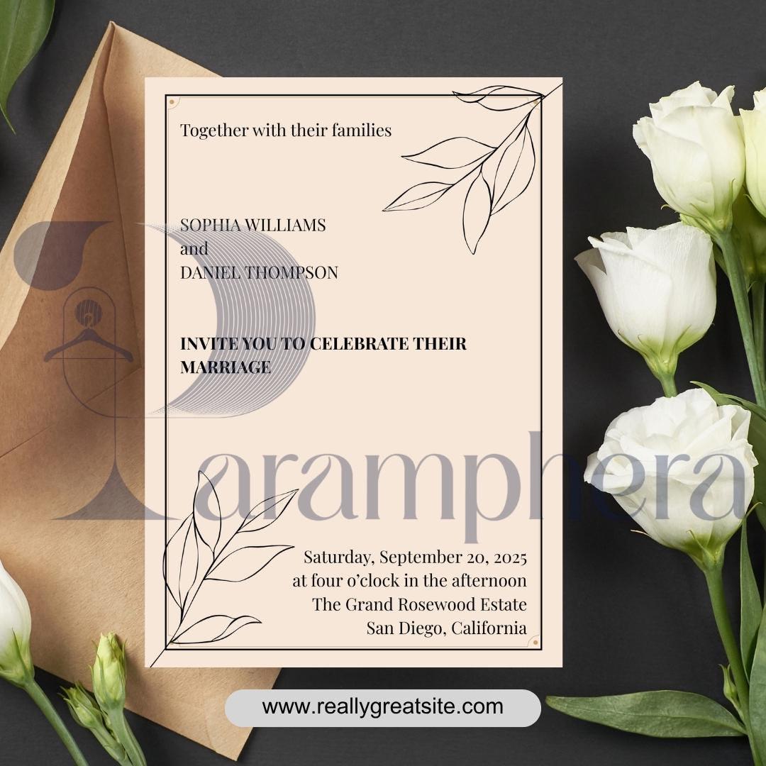 Editable Wedding Invitation Suite Canva Template | Minimalist Wedding Invite, RSVP, Details & Thank You Card