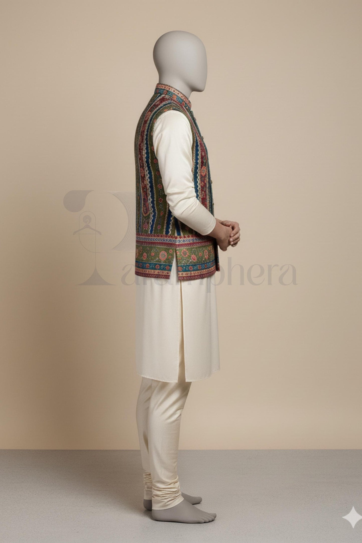 Handmade Men's Ethnic Kurta Pajama with Embroidered Nehru Waistcoat  Groom/Wedding Indo-Western Outfit