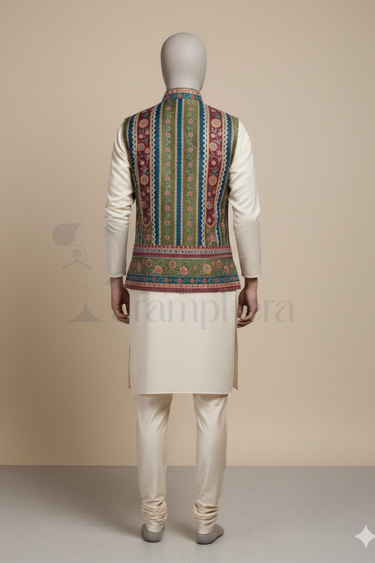Handmade Men's Ethnic Kurta Pajama with Embroidered Nehru Waistcoat  Groom/Wedding Indo-Western Outfit