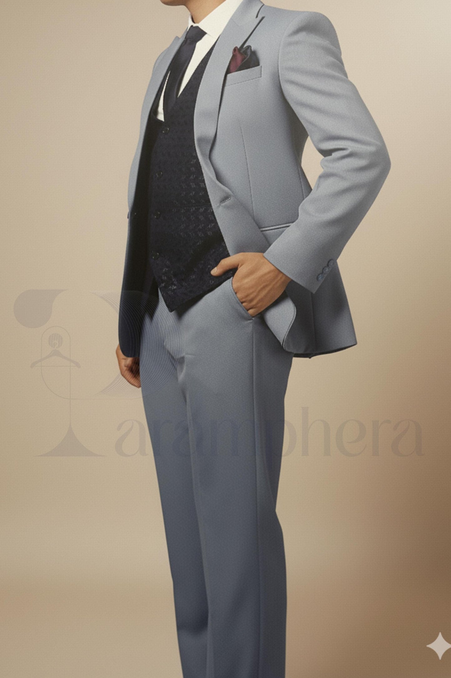 Powder Blue 3 Piece Suit for Men | Slim Fit Wedding & Groomsmen Formal Suit