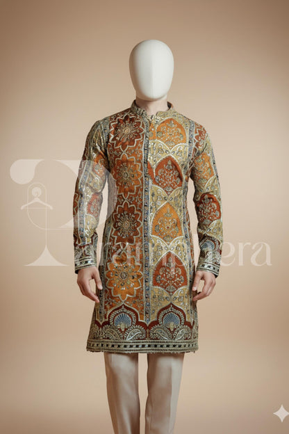 Embroidered Kurta Pajama Set: Men's Ethnic Wedding Outfit