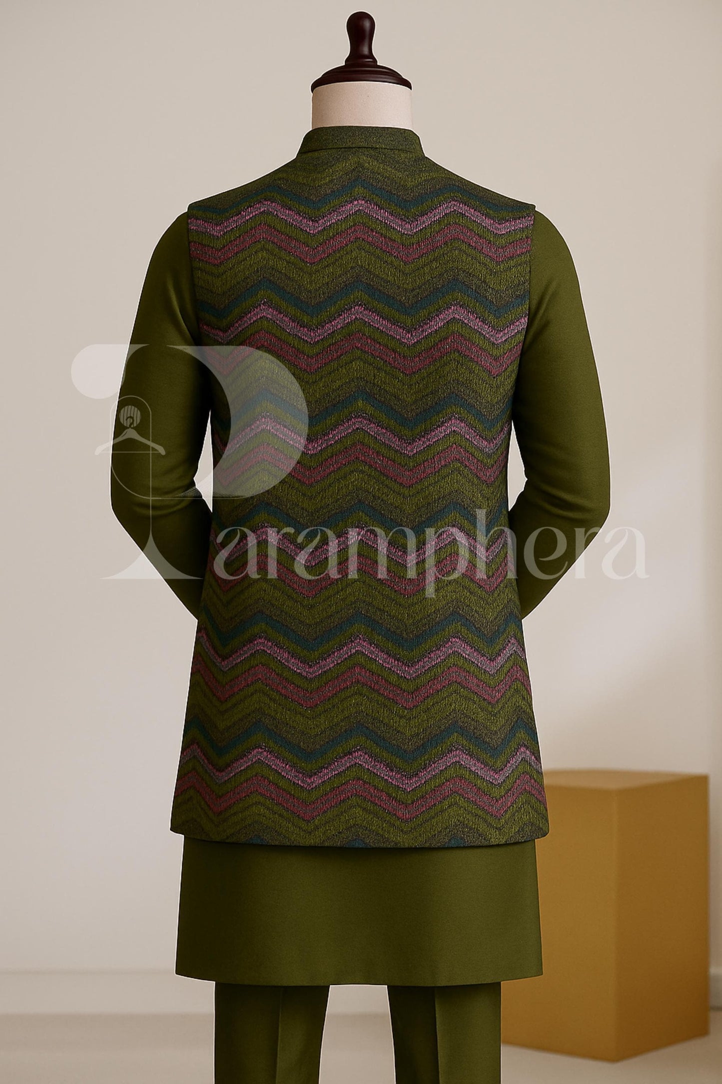 Embroidered Art Silk Nehru Jacket Kurta Pajama Set | Indian Wedding Outfit