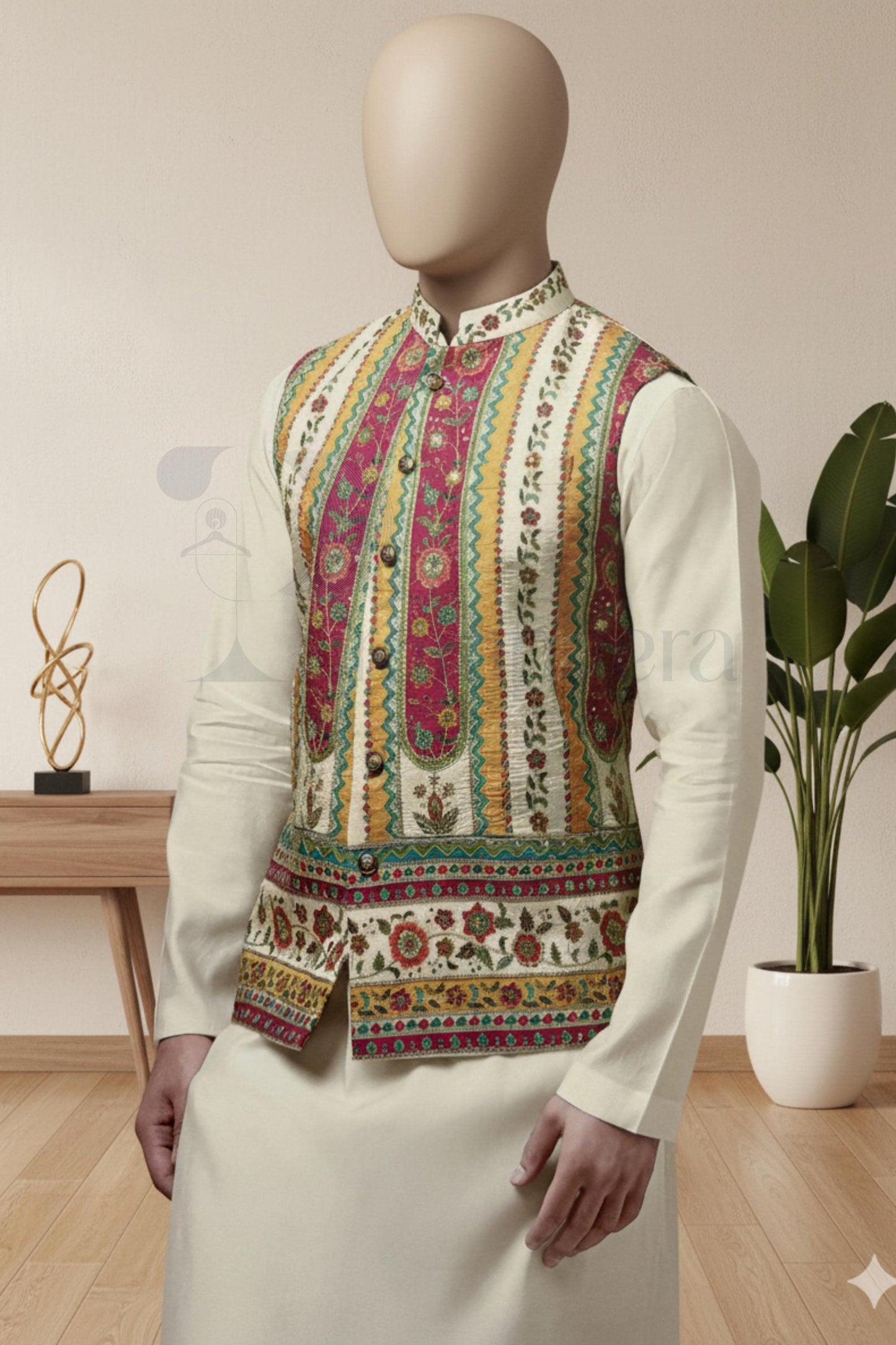 Hand Embroidered Nehru Waistcoat for Men | Indo Western Wedding Ethnic Vest