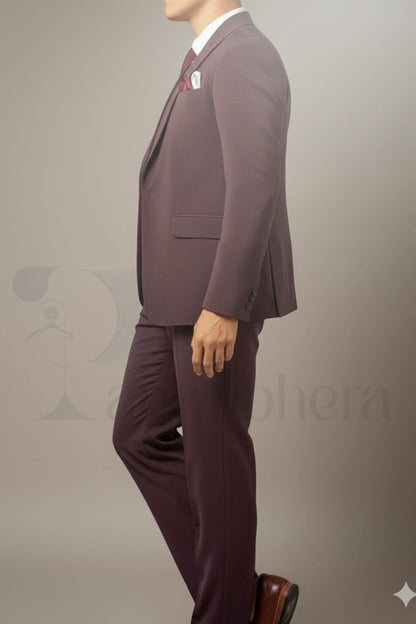 Men’s Maroon 3 Piece Indo Western Suit | Wedding & Reception Formal Outfit