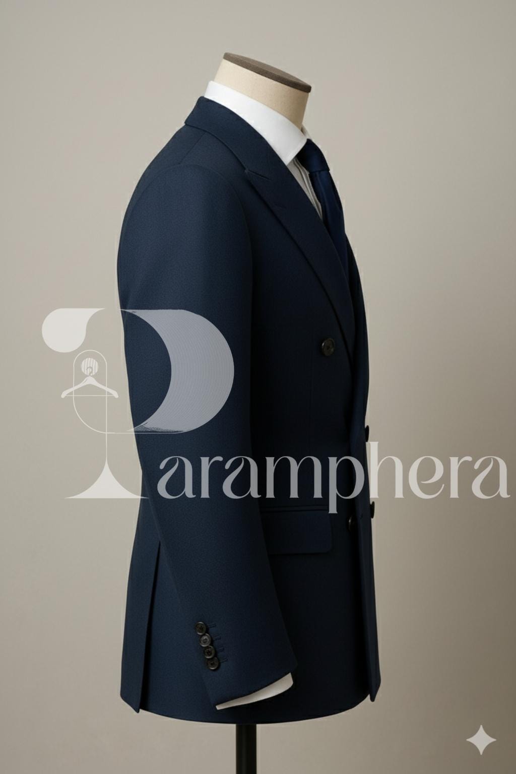 Navy Blue Double-Breasted Suit: Wedding Tuxedo Alternative with Pajama