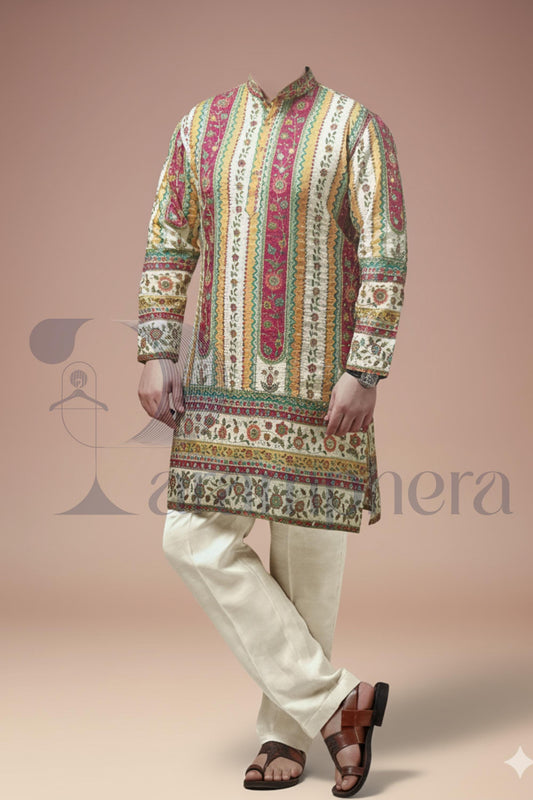 Men's Multicolor Striped Kurta  Ethnic Indo-Western Wedding & Festive Wear