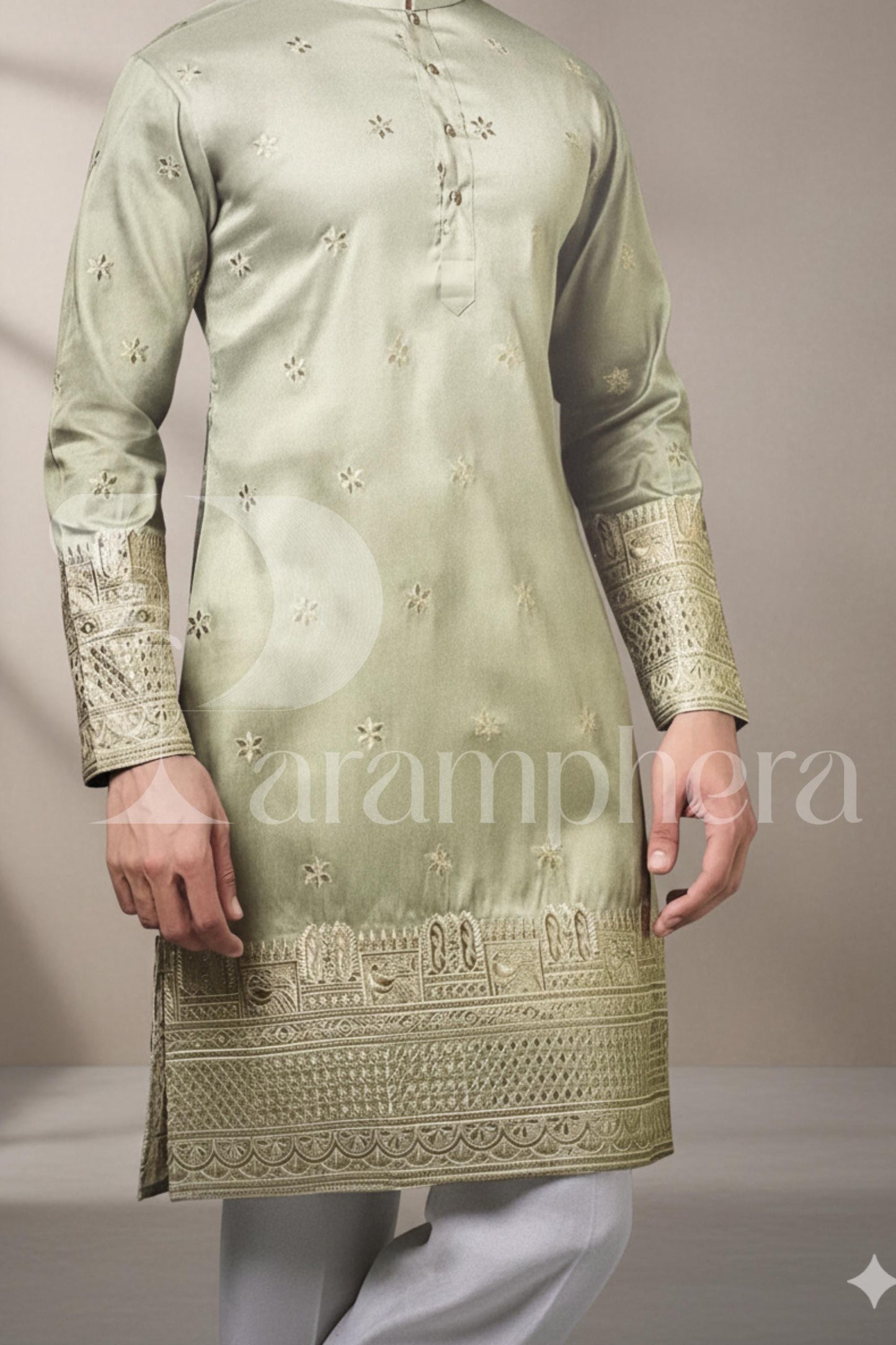 Mens Embroidered Silk Blend Kurta Set | Indian Ethnic Wedding Kurta Jacket Tuxedo Vest Pyjama