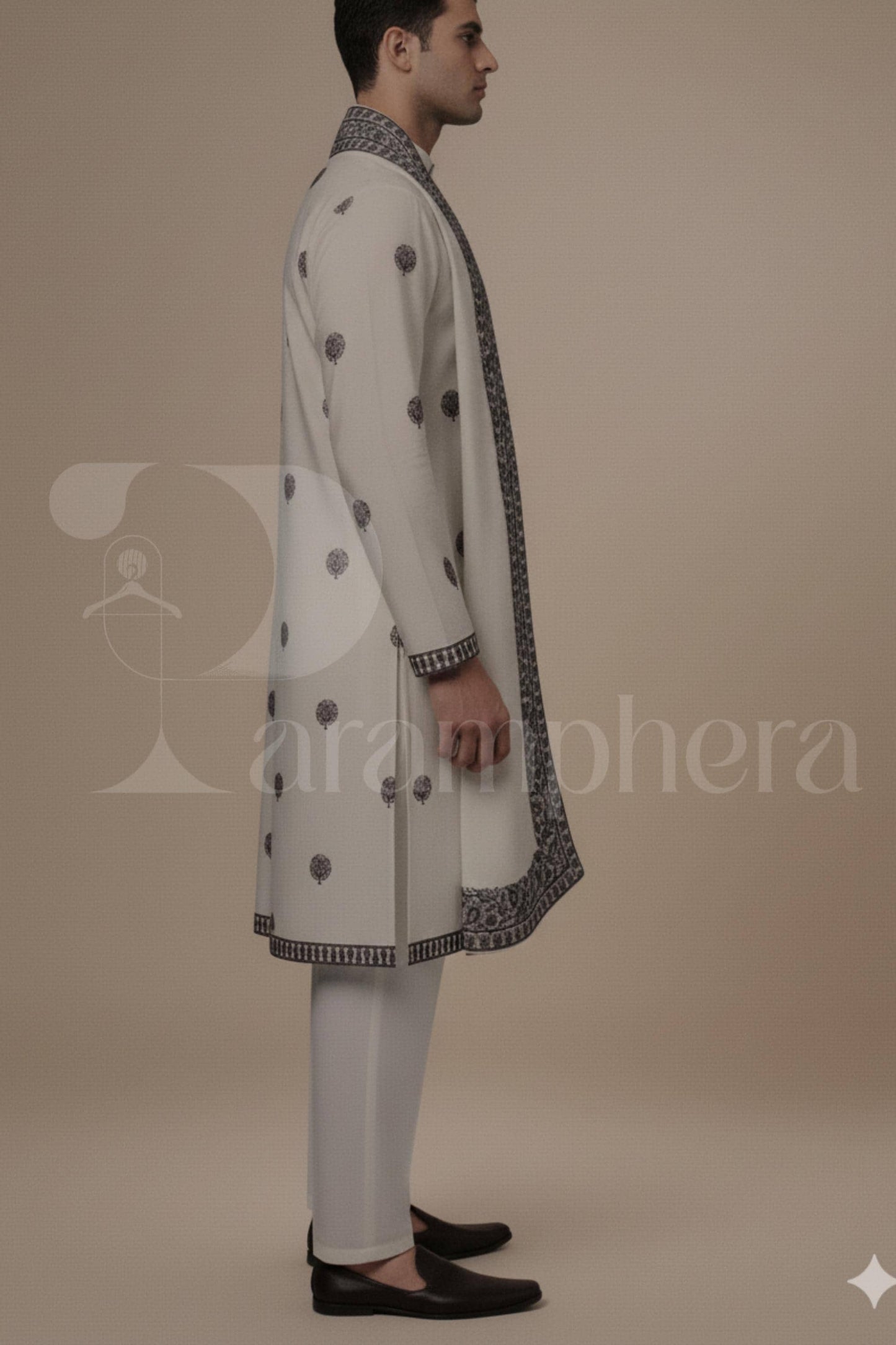 Ivory Embroidered Kurta Set: Elegant Mens Wedding Outfit