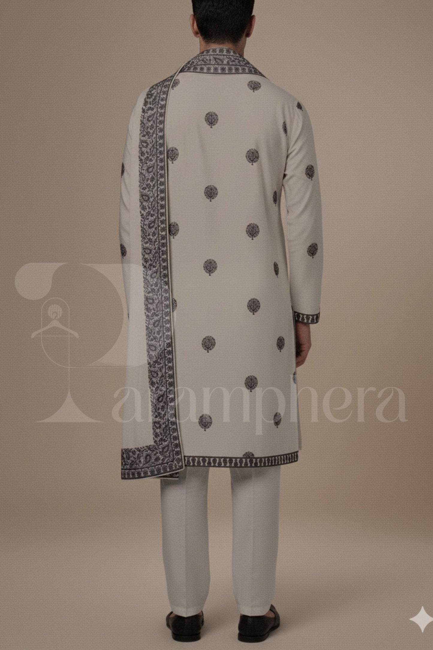 Ivory Embroidered Kurta Set: Elegant Mens Wedding Outfit
