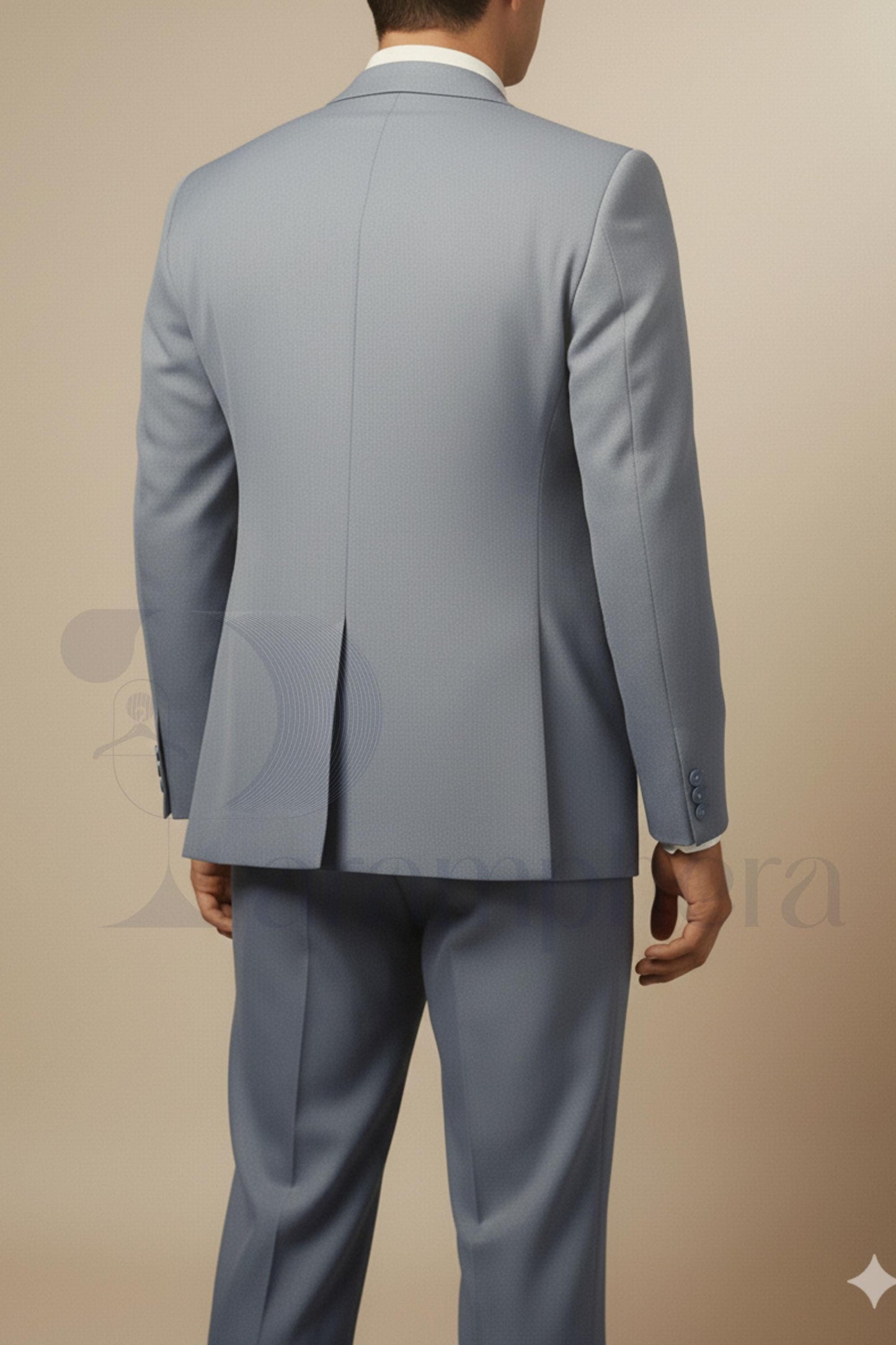 Powder Blue Indo-Western Suit: Men's Formal 3-Piece Blazer Set