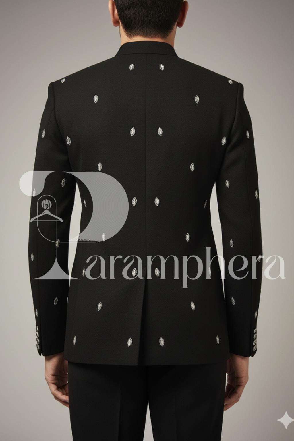 Men's Black Embroidered Bandhgala Jacket Set: Indian Wedding Outfit