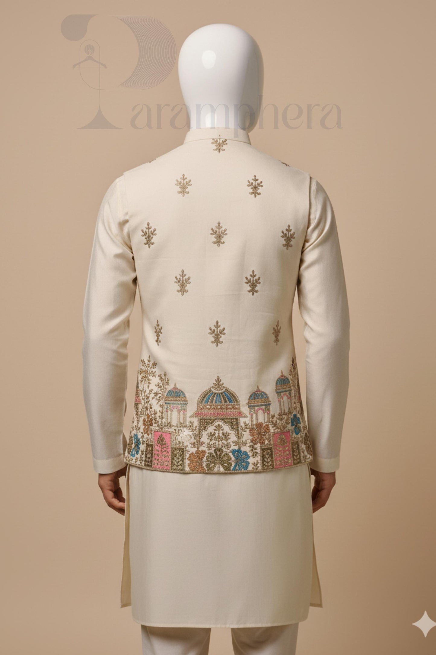 Handmade Silk Cotton Nehru Jacket | Embroidered Indian Wedding Vest