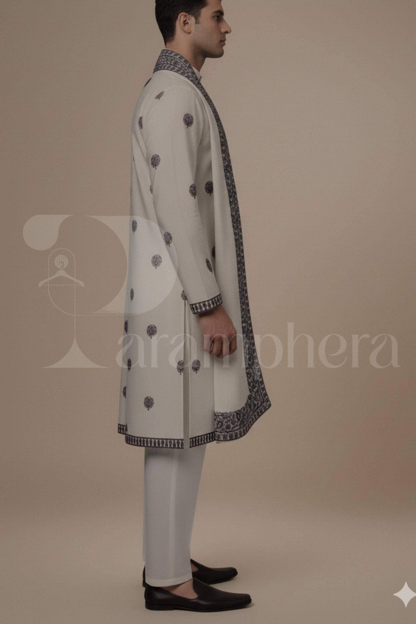 Ivory Embroidered Kurta Set: Elegant Mens Wedding Outfit