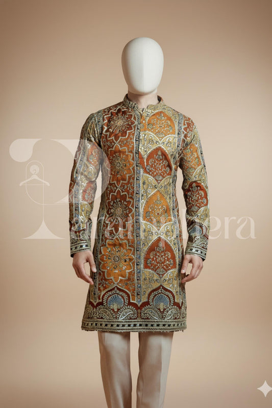 Embroidered Kurta Pajama Set: Men's Ethnic Wedding Outfit