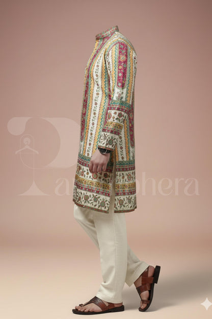 Men's Multicolor Striped Kurta  Ethnic Indo-Western Wedding & Festive Wear