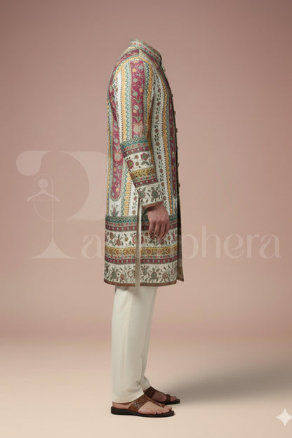 Men's Multicolor Striped Kurta  Ethnic Indo-Western Wedding & Festive Wear