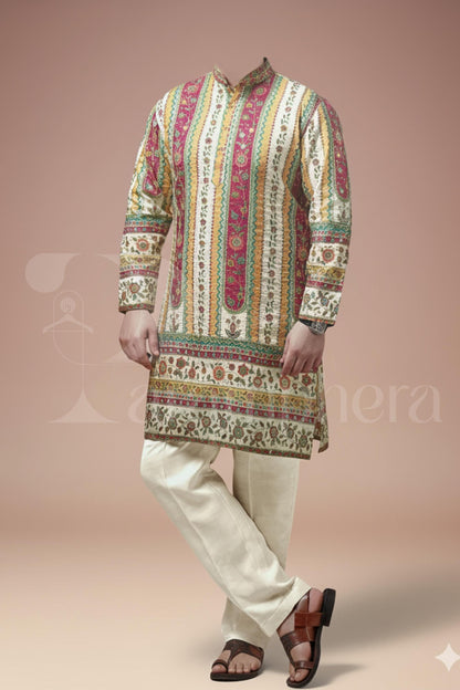 Men's Multicolor Striped Kurta  Ethnic Indo-Western Wedding & Festive Wear