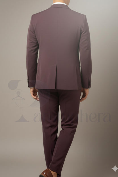 Men’s Maroon 3 Piece Indo Western Suit | Wedding & Reception Formal Outfit